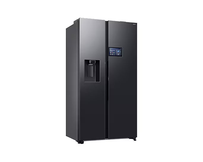 SAMSUNG Side by side fridge Bespoke AI Side by Side, 9” AI Home screen, Plumbed, Black , 594L
