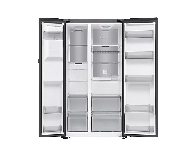 SAMSUNG Side by side fridge Bespoke AI Side by Side, 9” AI Home screen, Plumbed, Black , 594L