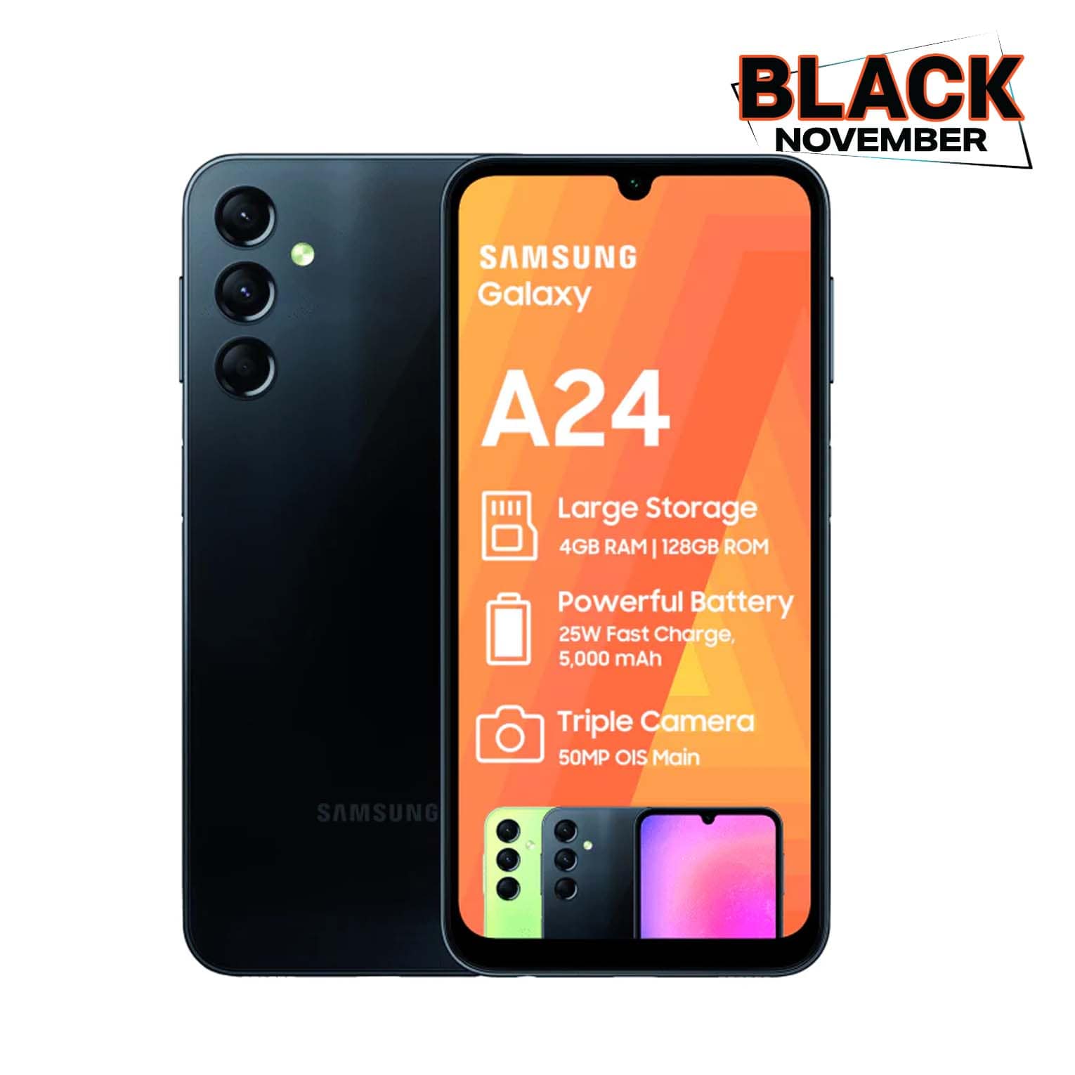 Samsung Smart Phones Samsung Galaxy A24 Dual SIm - Black (7296718110809)