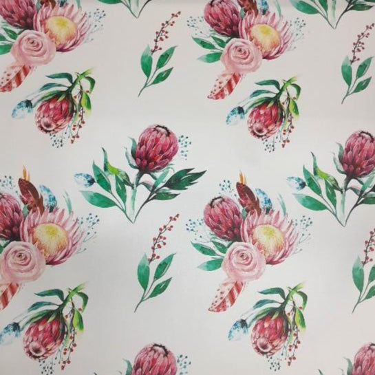 SANJAR Printed Vinyl Printed PU Vinyl Protea Flowers 201 Collection 140 cm (7799214637145)