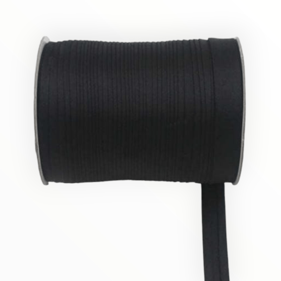 SATIN BIAS BINDING HABBY Black Satin Bias Binding 15 mm (7651377381465)