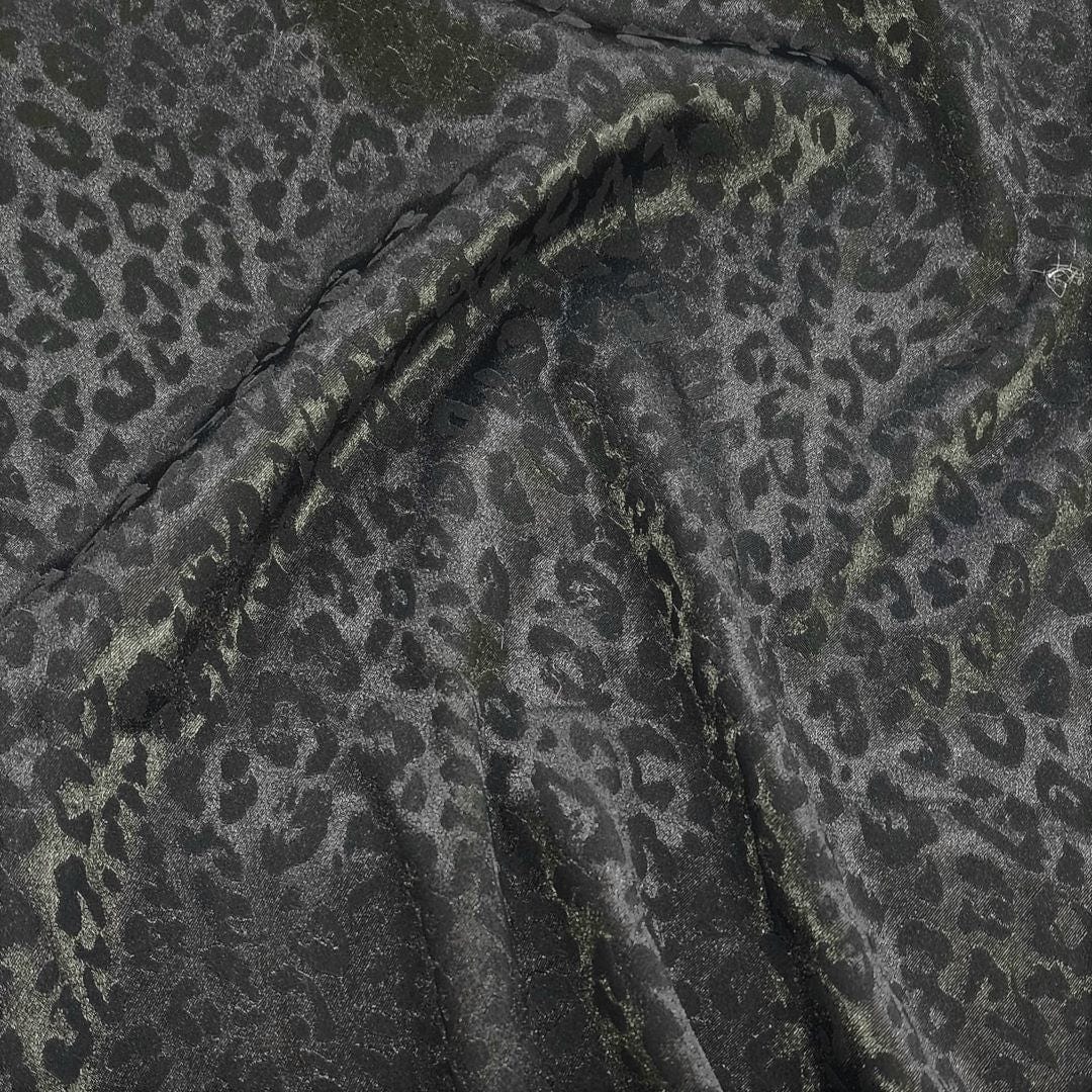 SATIN Dress Fabrics Embossed Satin Spandex Fabric Black 150cm (7312760373337)