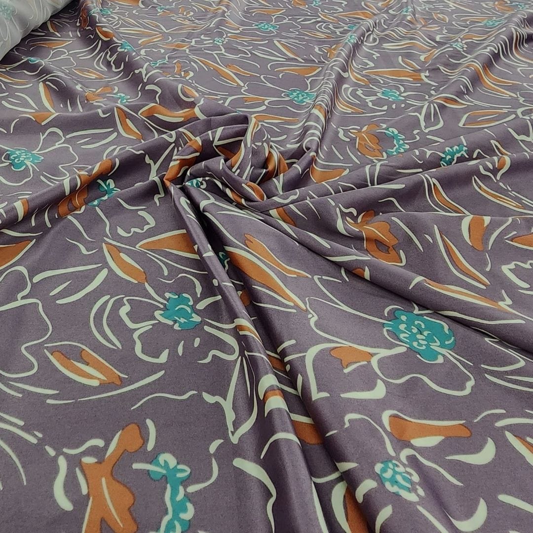 SATIN Dress Fabrics Lilac Printed Dull Satin 50D  3144-36 (7510840311897)