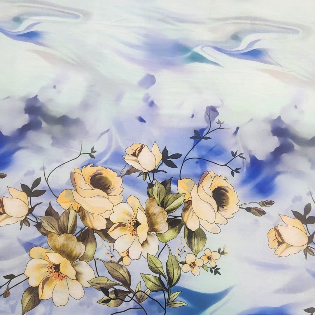 SATIN Dress Fabrics Printed Border Floral Milano Satin Fabric 150 cm (7664725753945)