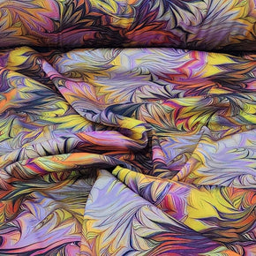 SATIN Dress Fabrics Printed Digital Armani Satin Fabric Yellow/Lilac 150cm (7313896636505)
