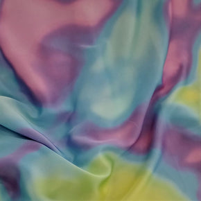 SATIN Dress Fabrics Printed Dull Satin Multi Sky Fabric 140cm (7311113453657)