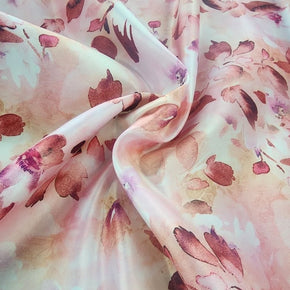 SATIN Dress Fabrics Printed Floral Duchess Satin Fabric Pink 150cm (7423048450137)