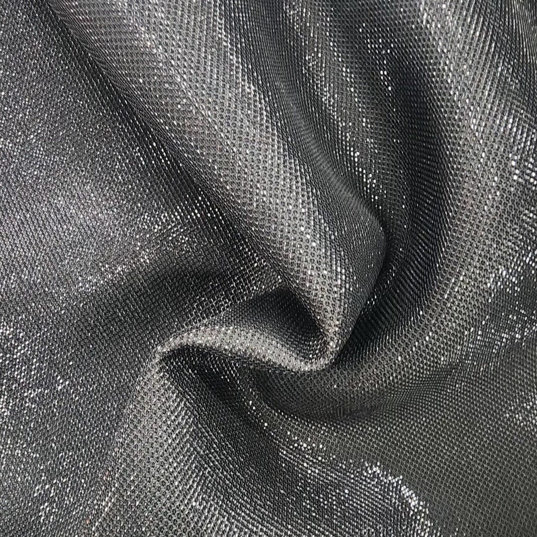 SCUBA Dress Fabrics Black Sandwich Scuba Lurex Fabric 150 cm (7631457681497)