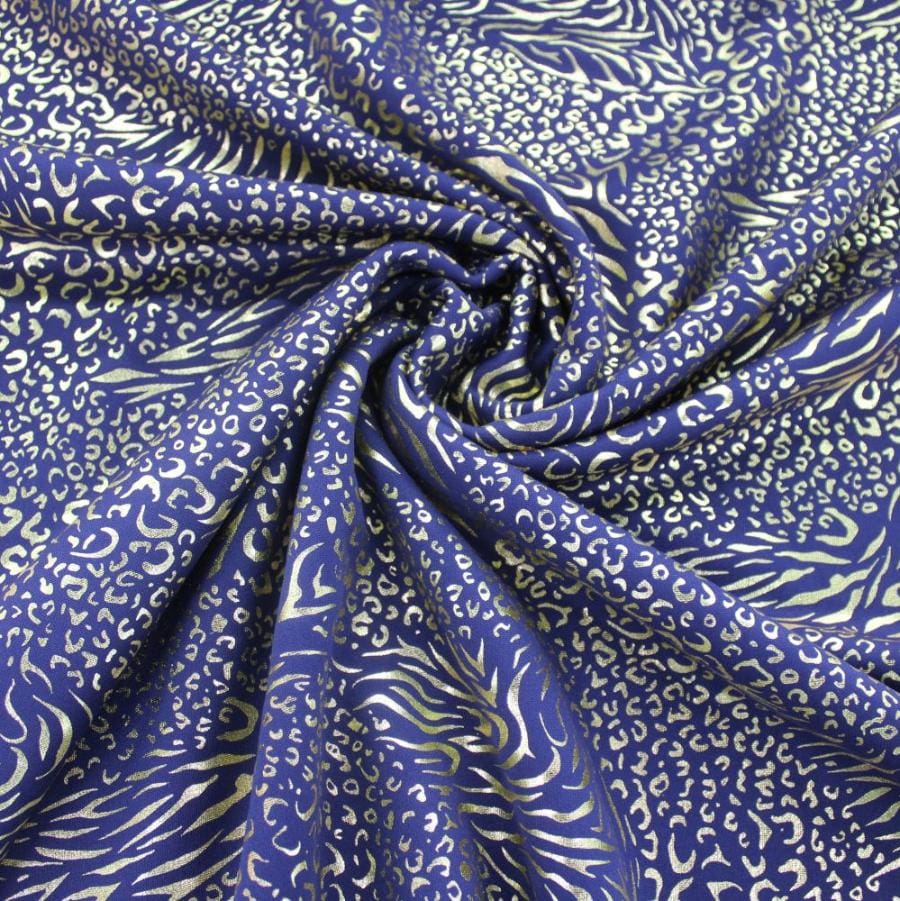 SCUBA Dress Fabrics Navy Scuba Foil Animal Print 150cm (7813392924761)