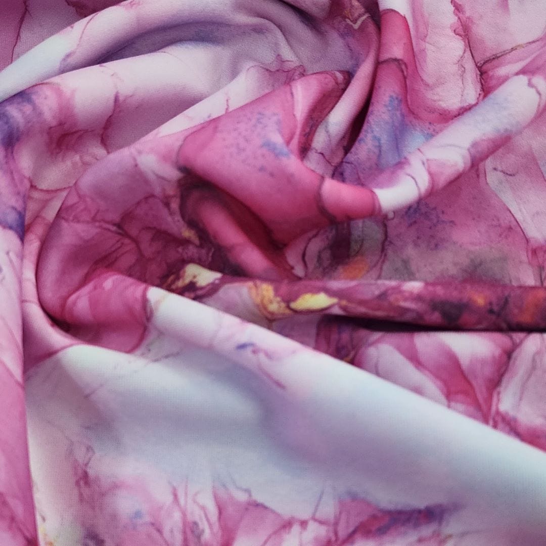 SCUBA Dress Fabrics Printed Floral Scuba Fabric Pink 150cm (7444555137113)