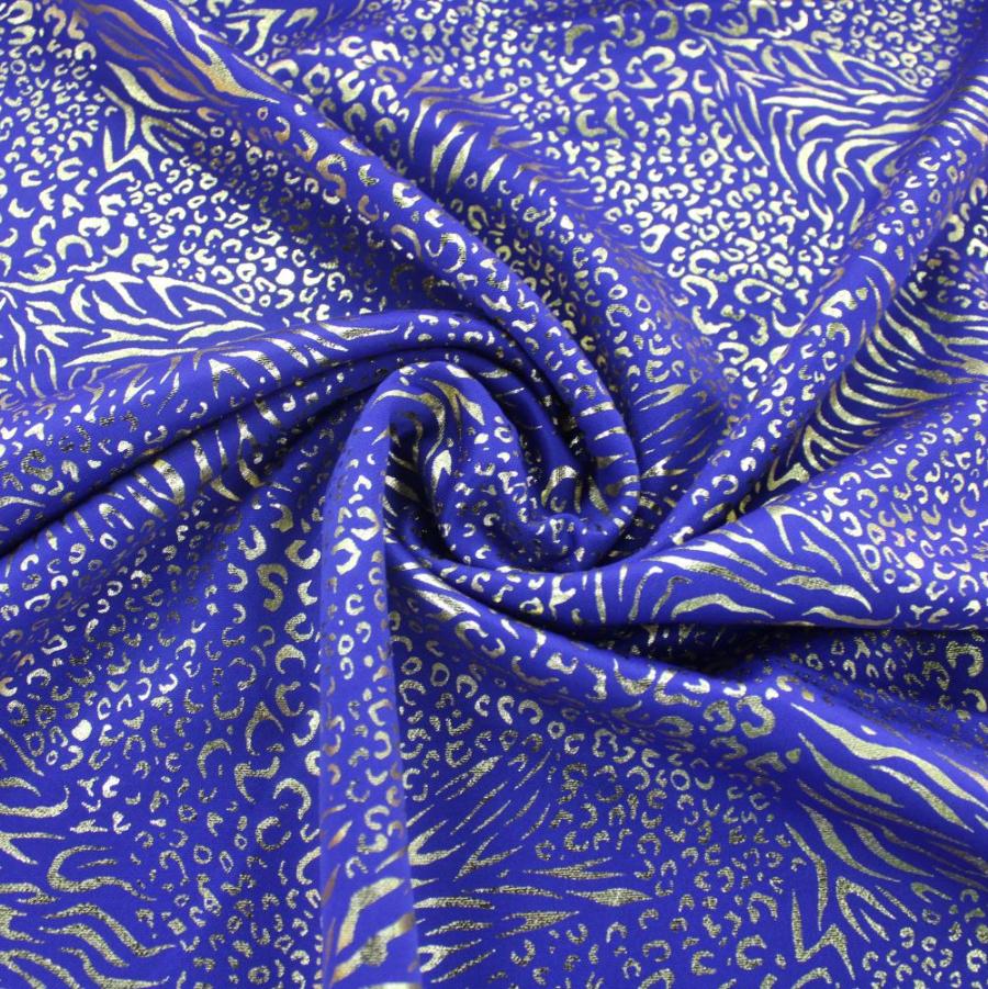 SCUBA Dress Fabrics Royal Scuba Foil Animal Print 150cm (7813392924761)