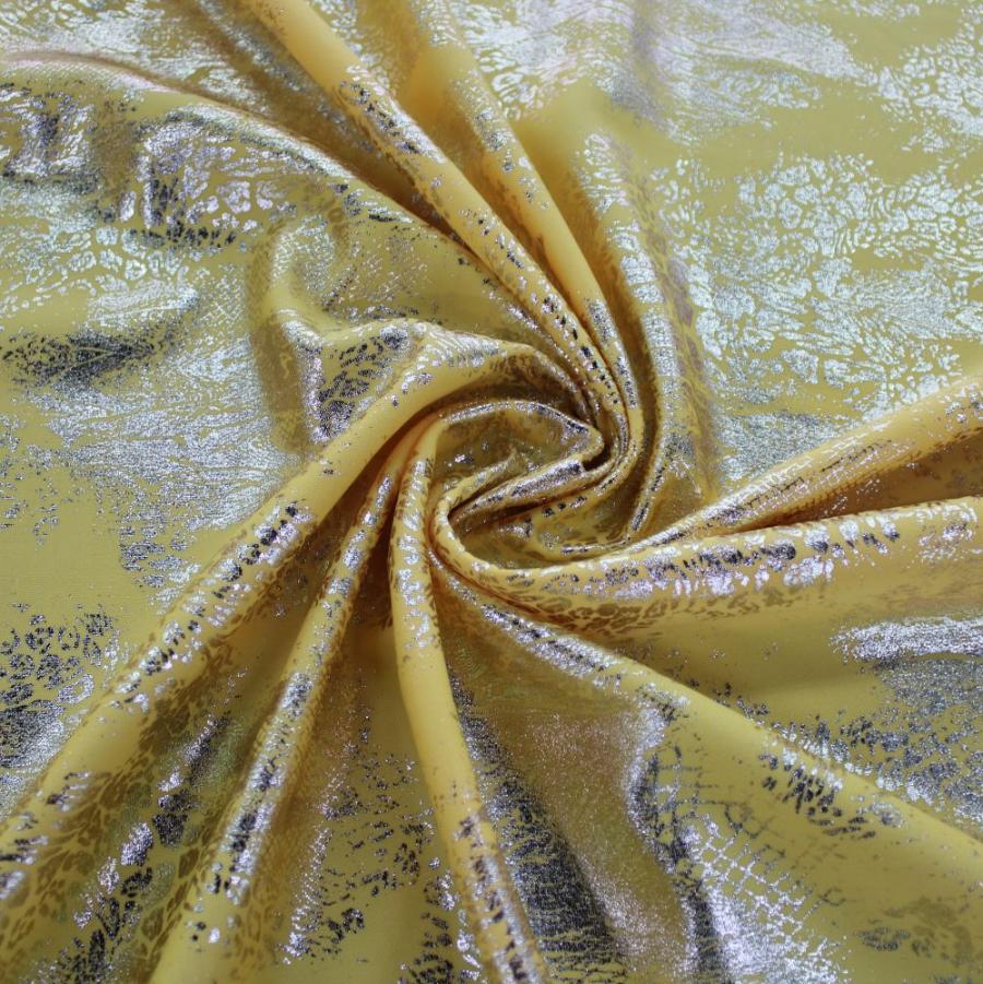 SCUBA Dress Fabrics Yellow Scuba Foil Animal Print 150cm (7813392924761)