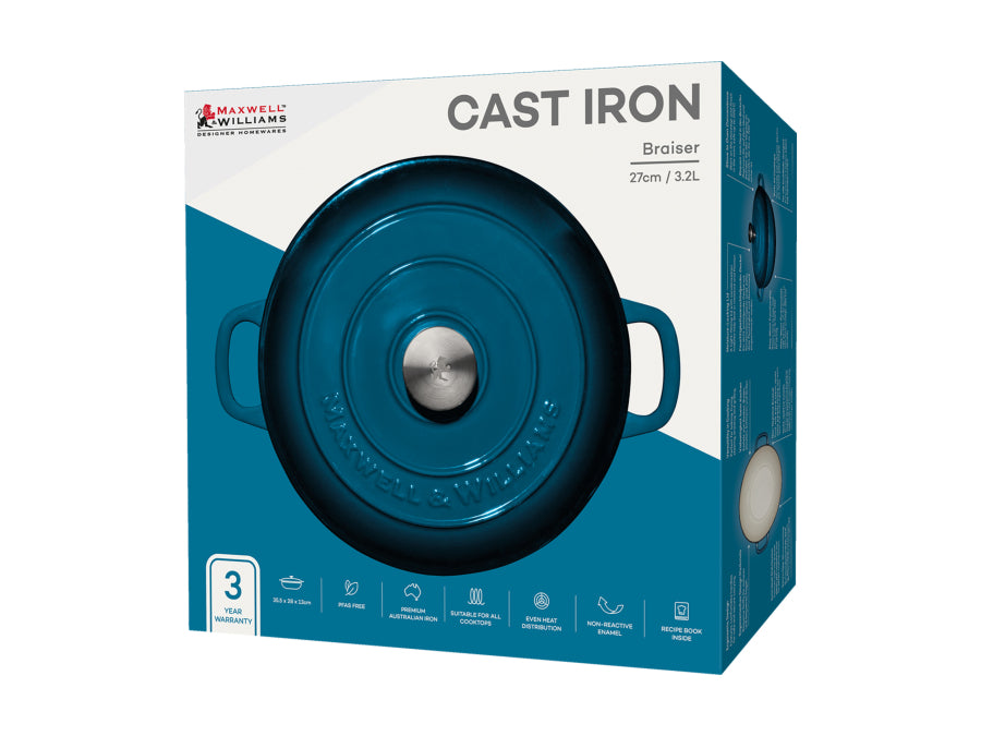 Maxwell & Williams Cast Iron Braiser 3.3L Midnight Blue SE0023