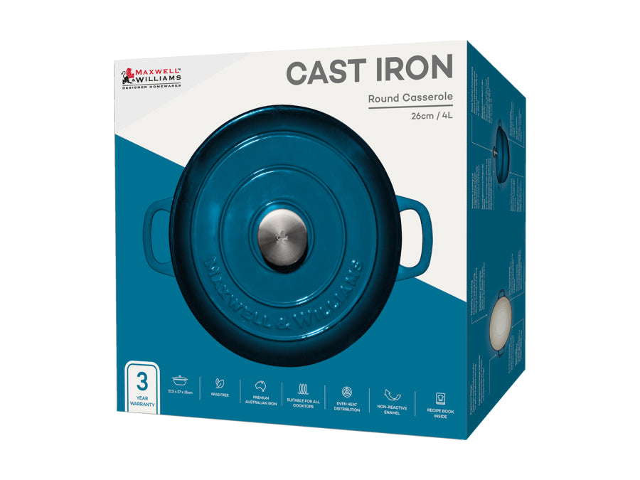 Maxwell & Williams Cast Iron Round Casserole 4L Midnight Blue SE0024