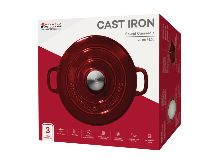 Maxwell & Williams Cast Iron Round Casserole 3.3L Merlot SE0034 (Copy) (8003244556377)