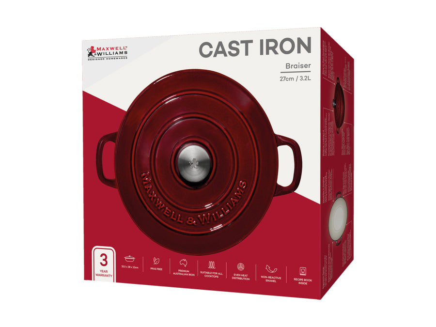 Maxwell & Williams Cast Iron Braiser 3.3L Merlot SE0035