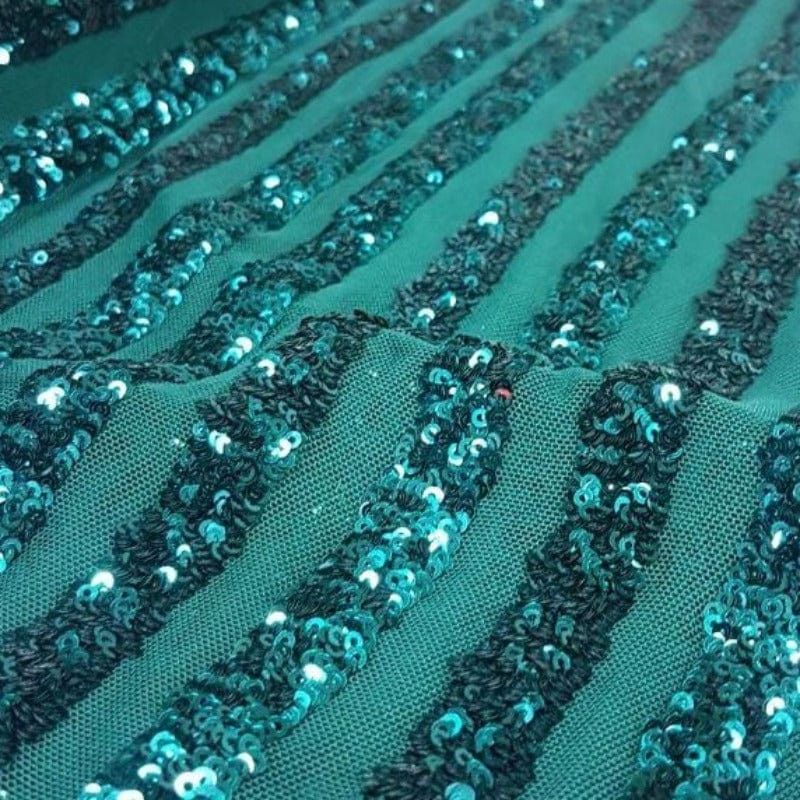 SEQUINS Dress Fabrics Bottle Green 120 cm Sequence Stripe Fabric 10300 120 cm