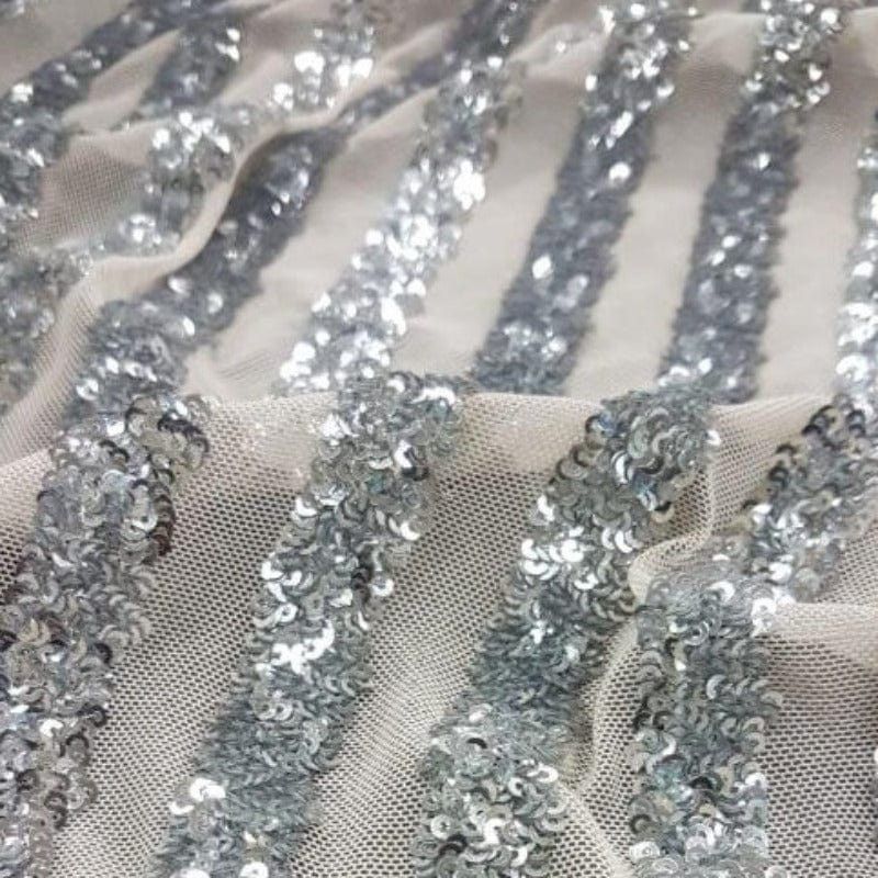SEQUINS Dress Fabrics Cream 120 cm Sequence Stripe Fabric 10300 120 cm