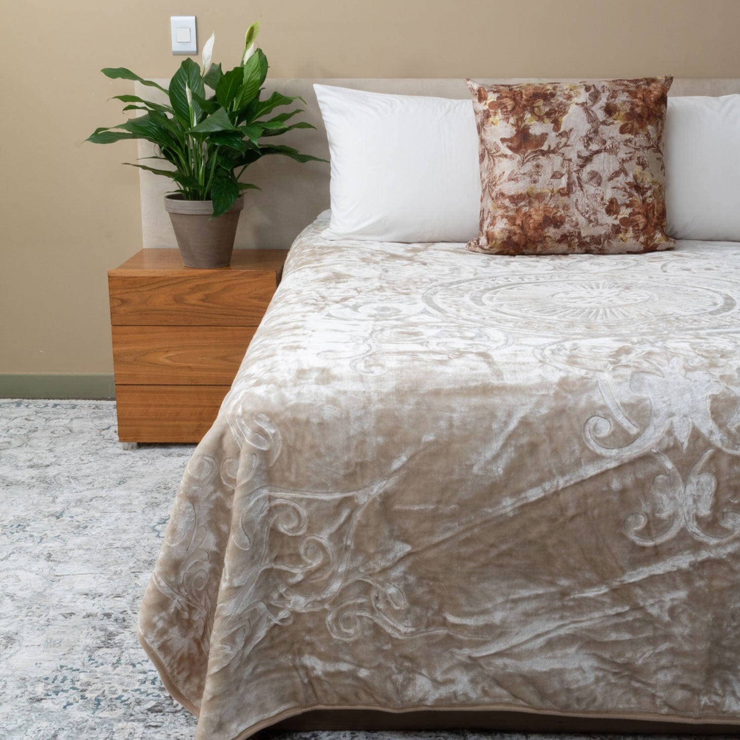 Sesli blanket Sesli London Faux 1 Ply Blanket Mink Queen BK155 (7308123111513)