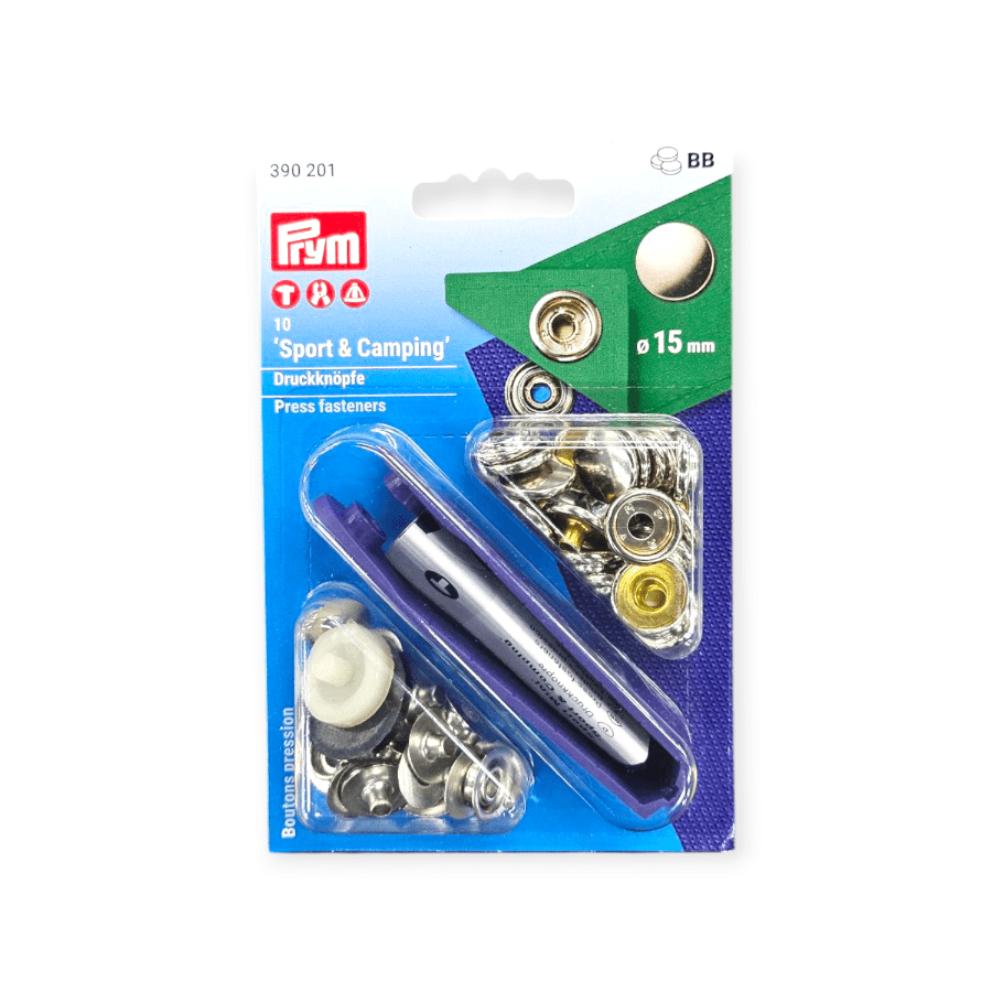 SEWING ACCESSORIES Habby Silver No-Sew Sport & Camping 15mm 10 set Press Fasteners