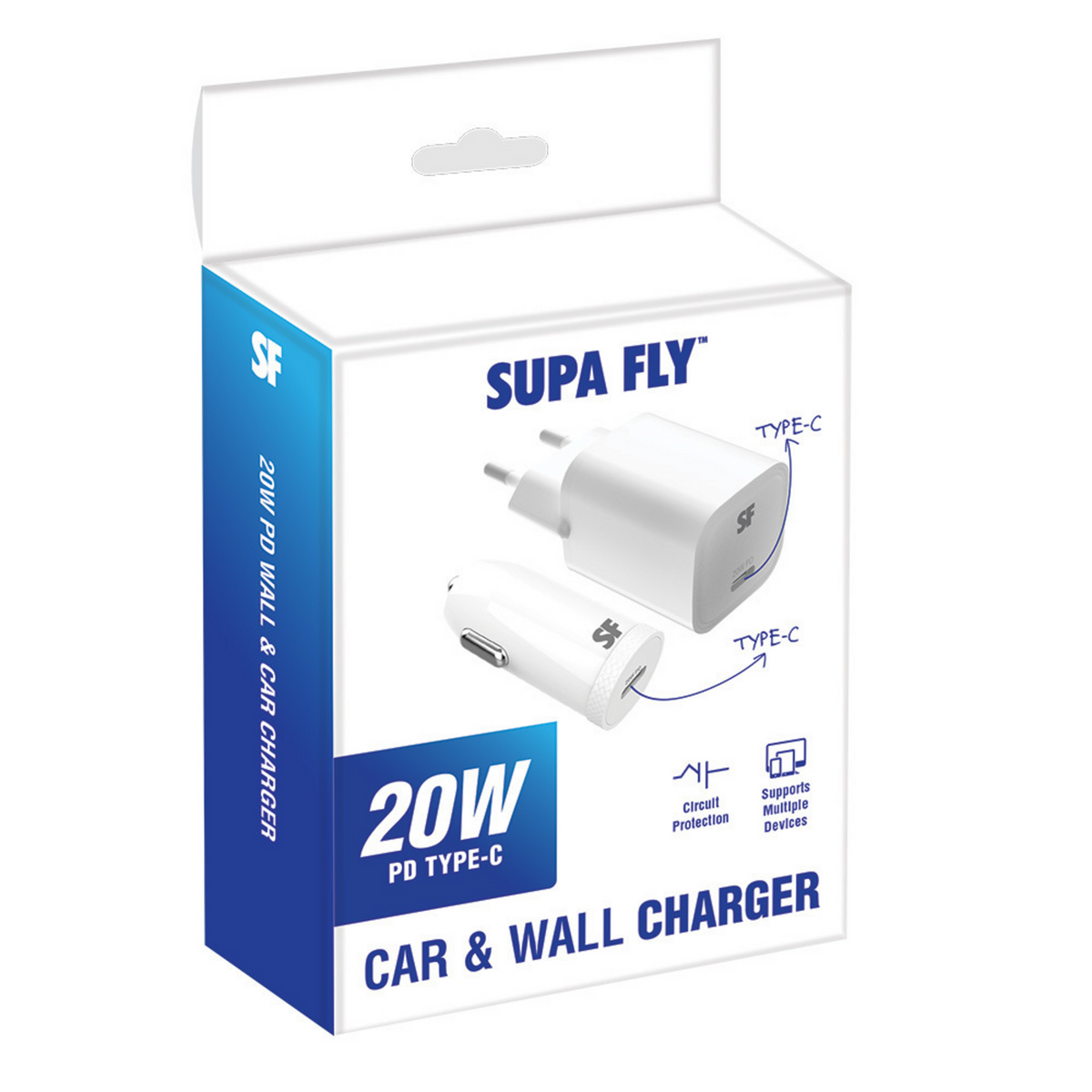 Supa Fly Pd Charger Wall + Car Kit + Type C Cable Bundle