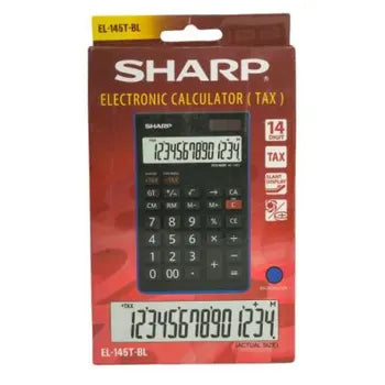 SHARP CALCULATOR Sharp 14-digit Tax Desk Calculator EL-145T-BL