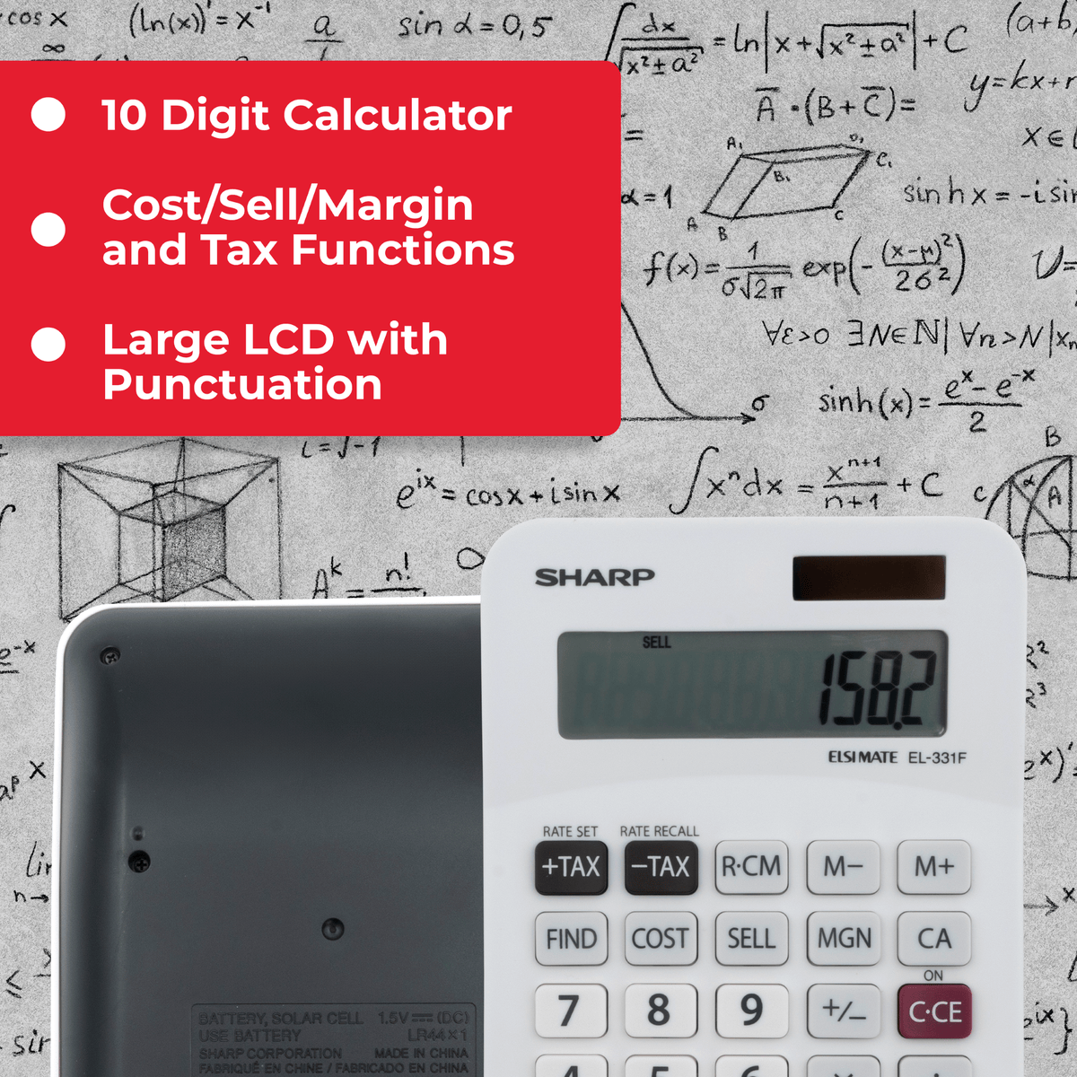 SHARP CALCULATOR Sharp Mini Desktop Twin Power Calculator 10 Digit EL331FB