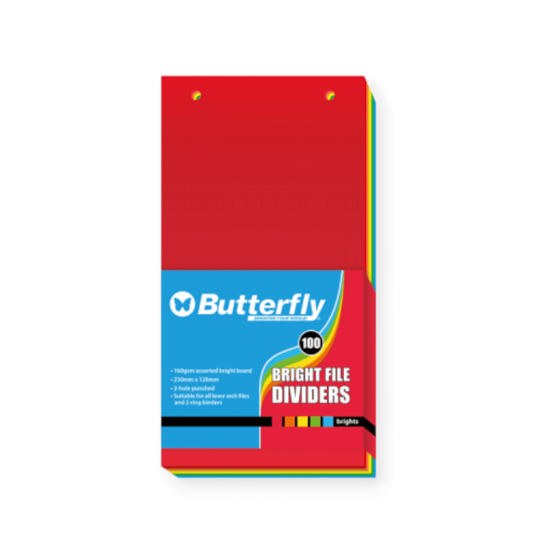 Bright File Divider Labels Betterfly Mixed File Divider 120 mm X 230 mm Bright Board Pack of 100
