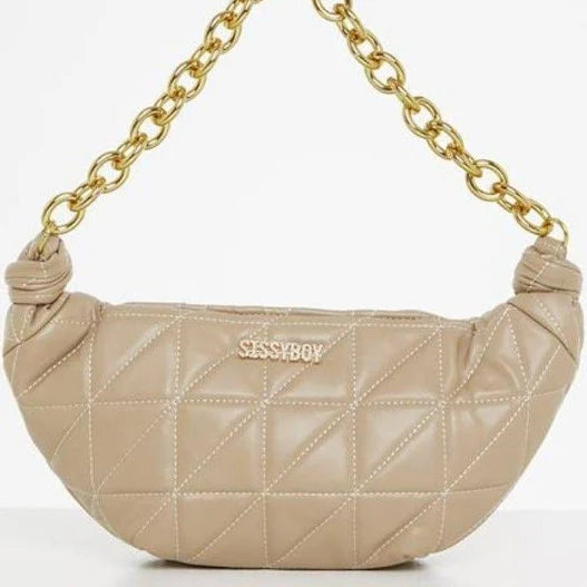 Sissyboy Half Moon Quilted Handbag - Natural