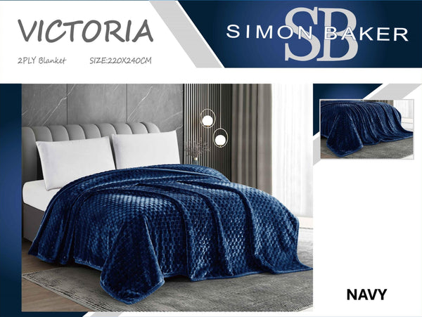 SIMON BAKER Blanket Simon Baker Victoria 2Ply Blanket 220x240 Navy