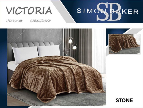 SIMON BAKER Blanket Simon Baker Victoria 2Ply Blanket 220x240 Stone