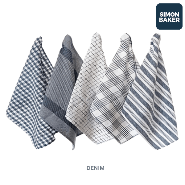 Simon Baker Dish Coloth Simon Baker 100% Cotton Denim Kitchen Towel Set of 5