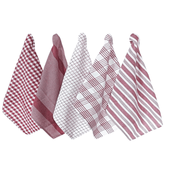 Simon Baker Dish Coloth Simon Baker 100% Cotton Red Kitchen Towel Set of 5