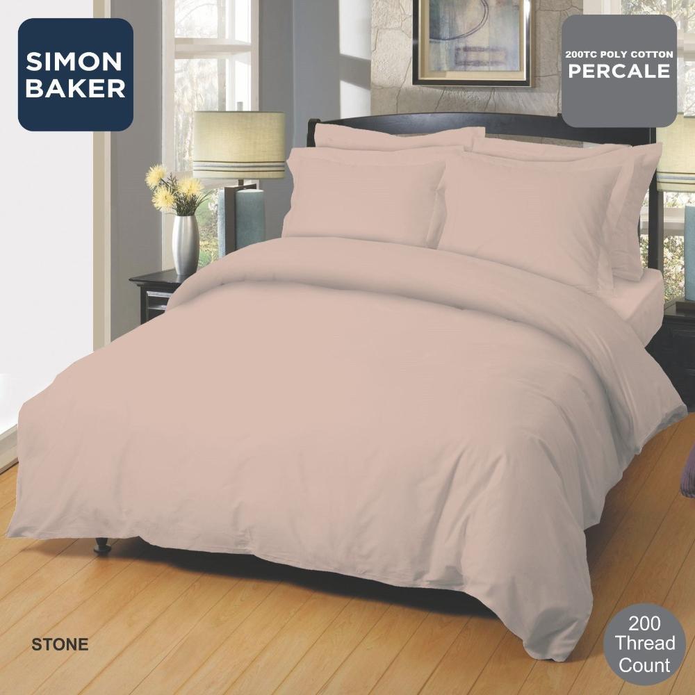 SIMON BAKER Duvet Cover Simon Baker Stone 200 Thread Count Cotton Percale Duvet Cover Set (7825464819801)