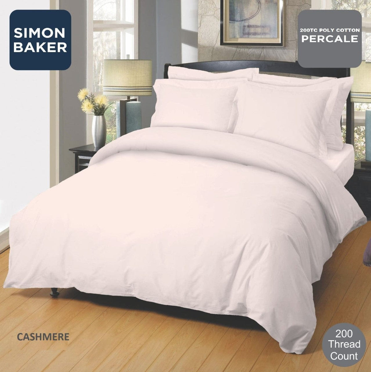 SIMON BAKER Duvet Cover Three Quarter Simon Baker Cashmere 200 Thread Count Cotton Percale Duvet Cover Set (7825456201817)