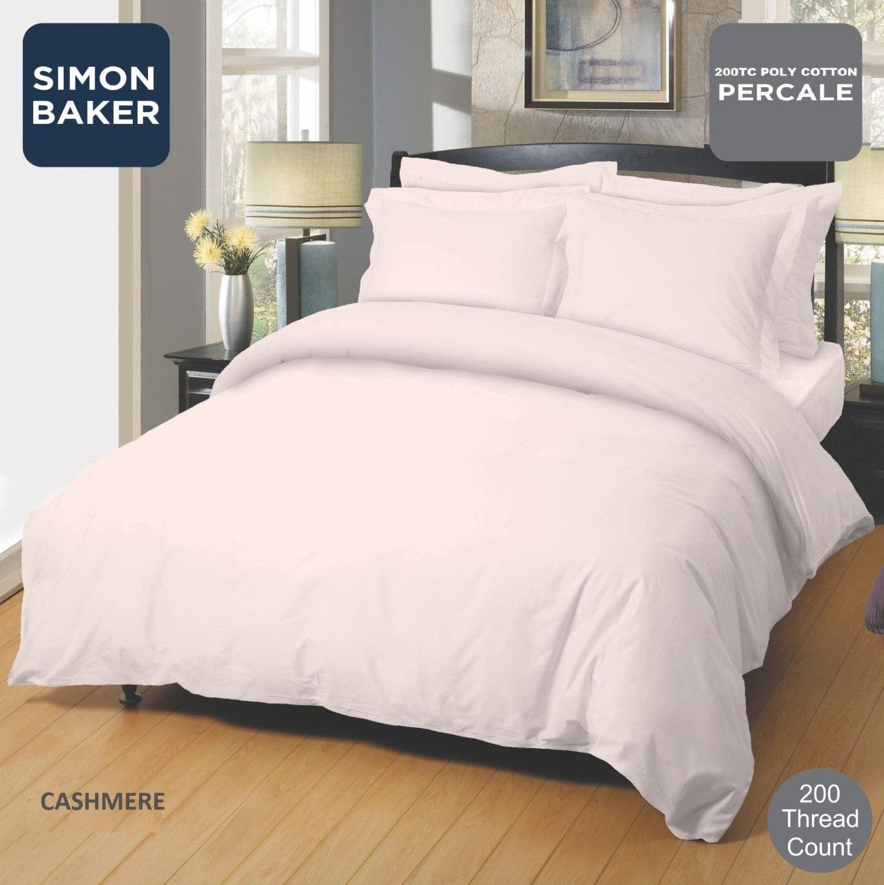 SIMON BAKER Duvet Cover Three Quarter Simon Baker Cashmere 200 Thread Count Cotton Percale Duvet Cover Set (7825456201817)