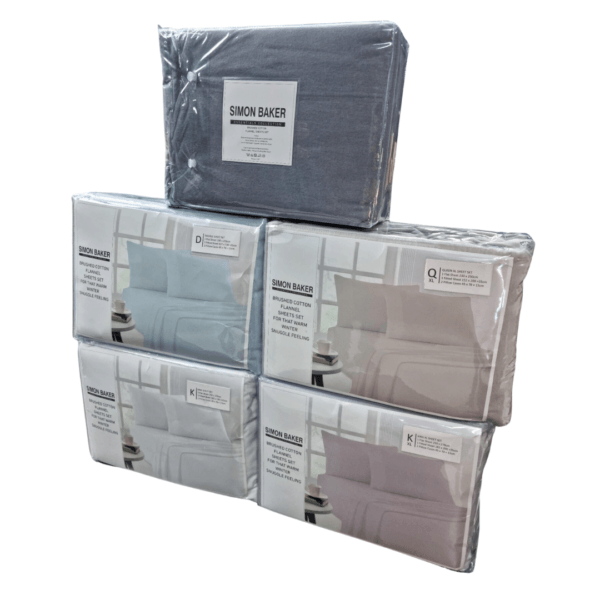 SIMON BAKER SHEET SET Simon Baker Cotton Flannel Winter Sheet Set White 4 Piece (6568669347929)