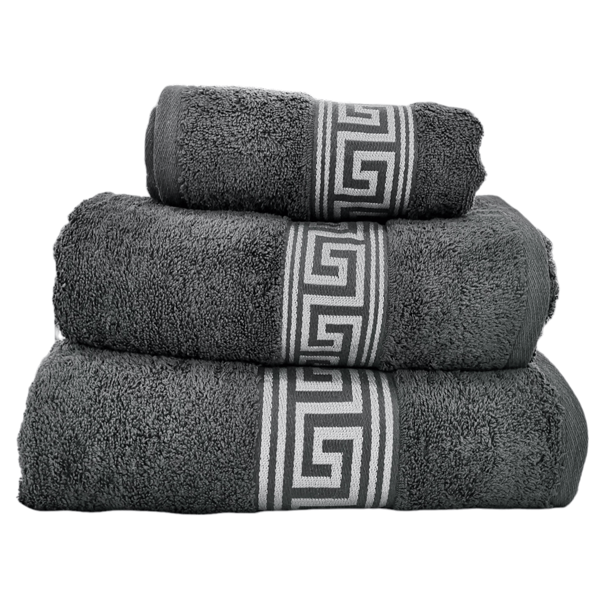 SIMON BAKER TOWEL Simon Baker Greek Key Towels Grey 600GMS (7725673873497)