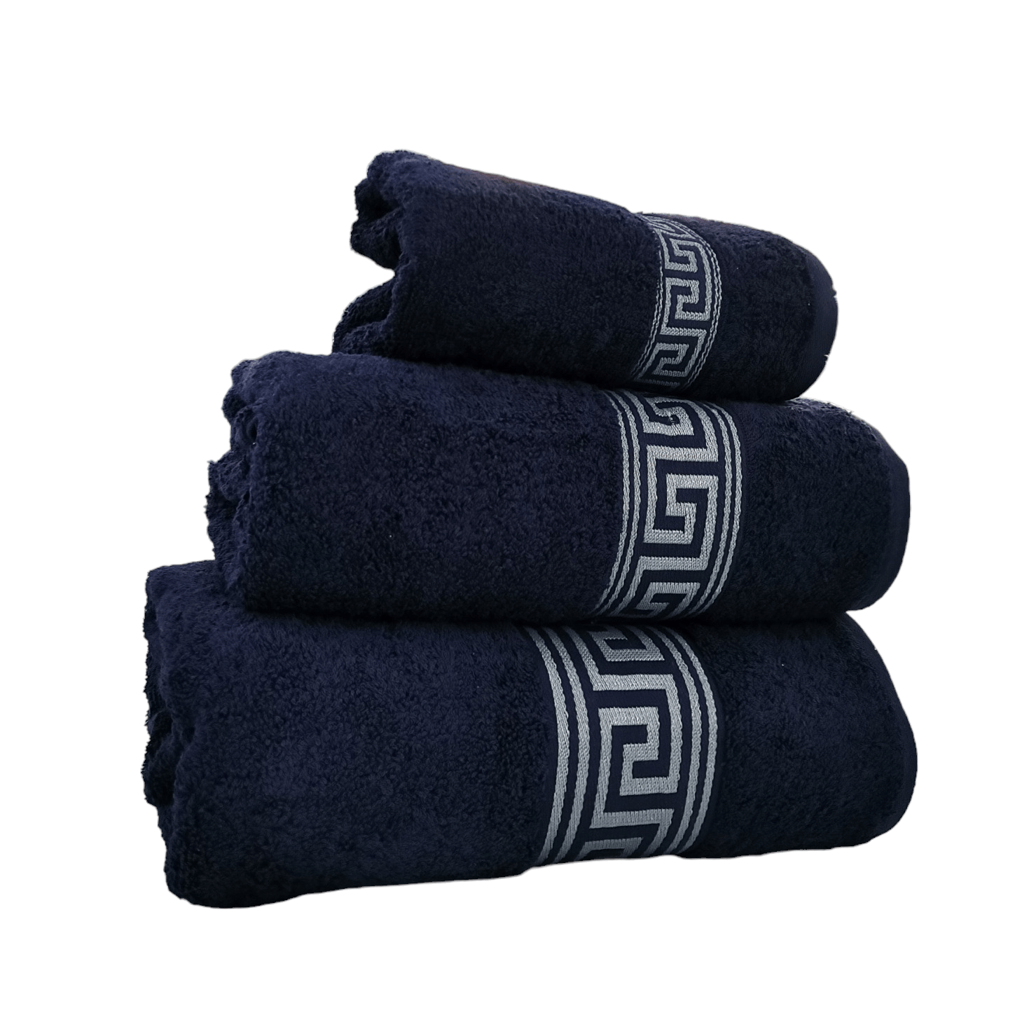 SIMON BAKER TOWEL Simon Baker Greek Key Towels Navy 600GMS (7725628522585)
