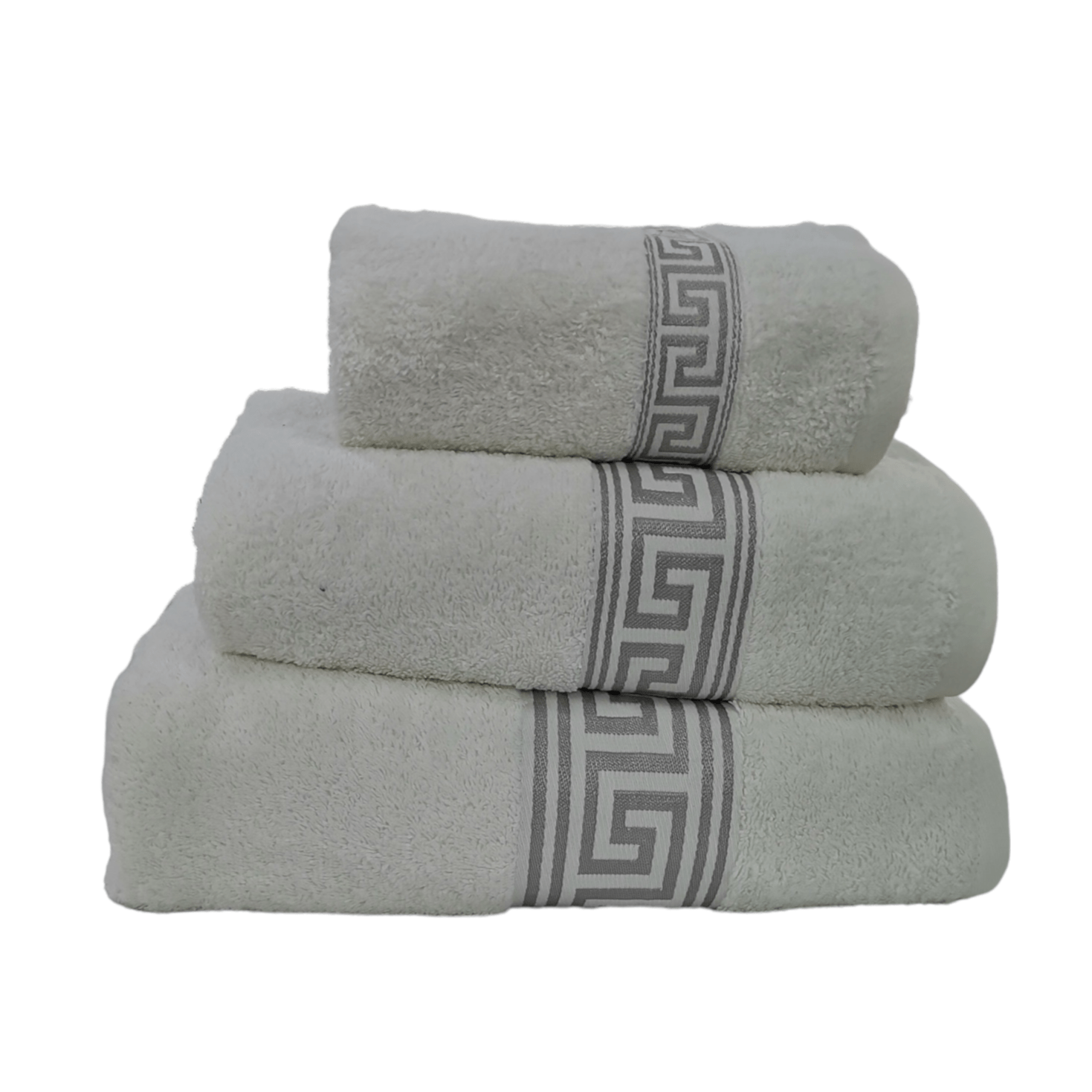 SIMON BAKER TOWEL Simon Baker Greek Key Towels White 600GMS (7725586153561)
