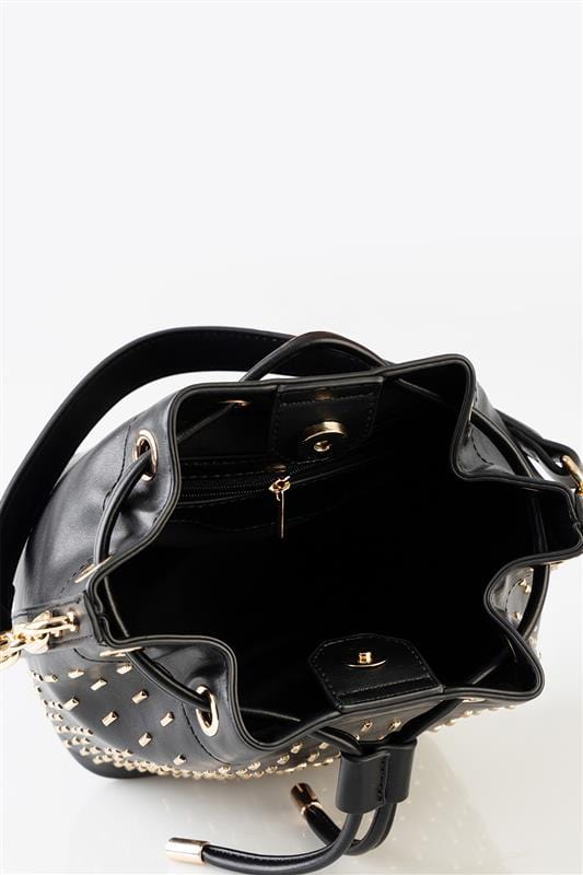 Sissy Boy Handbag Sissy Boy Adore Stud Drawstring Bucket Bag Black