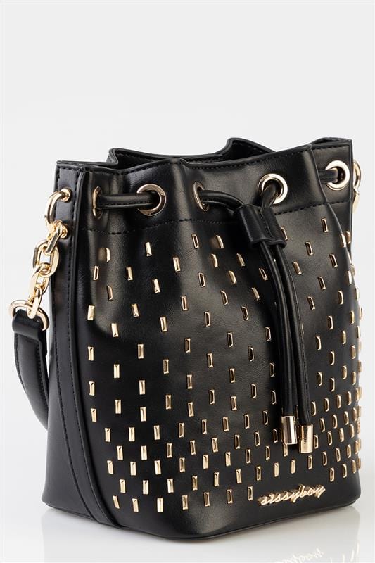 Sissy Boy Handbag Sissy Boy Adore Stud Drawstring Bucket Bag Black