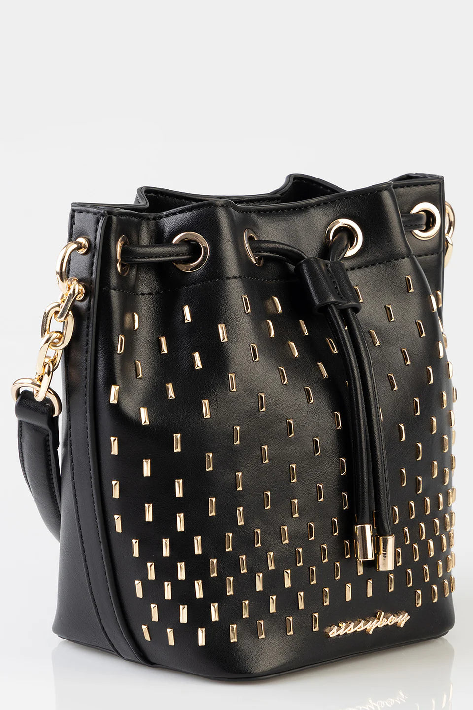 Sissy Boy Handbag Sissy Boy Adore Stud Drawstring Bucket Bag Black BG737