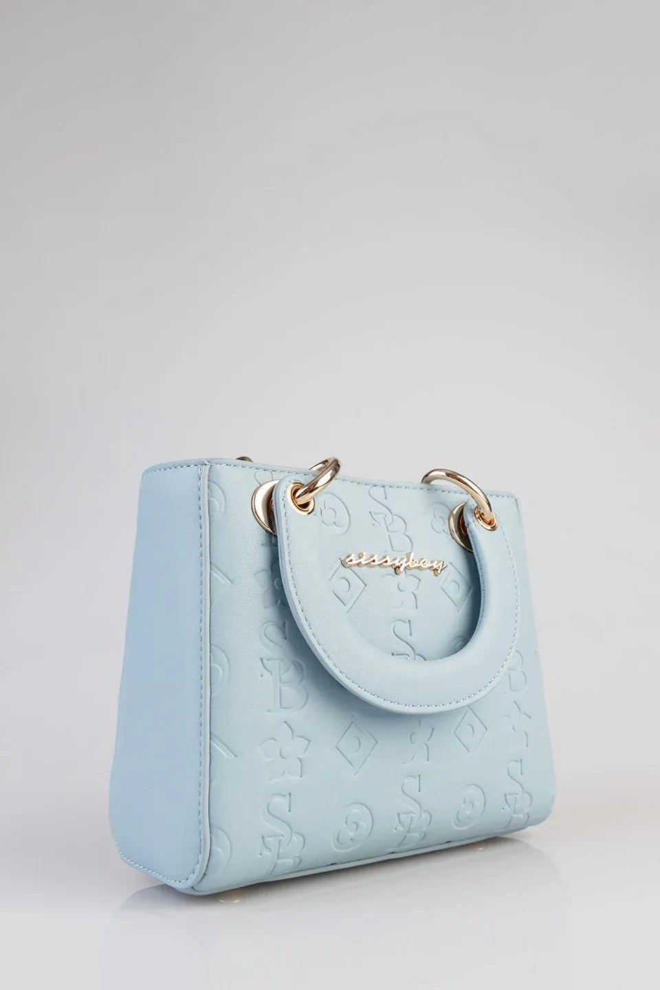 Sissy Boy Handbag Sissy Boy Mini Debossed Love Tote Blue BG657