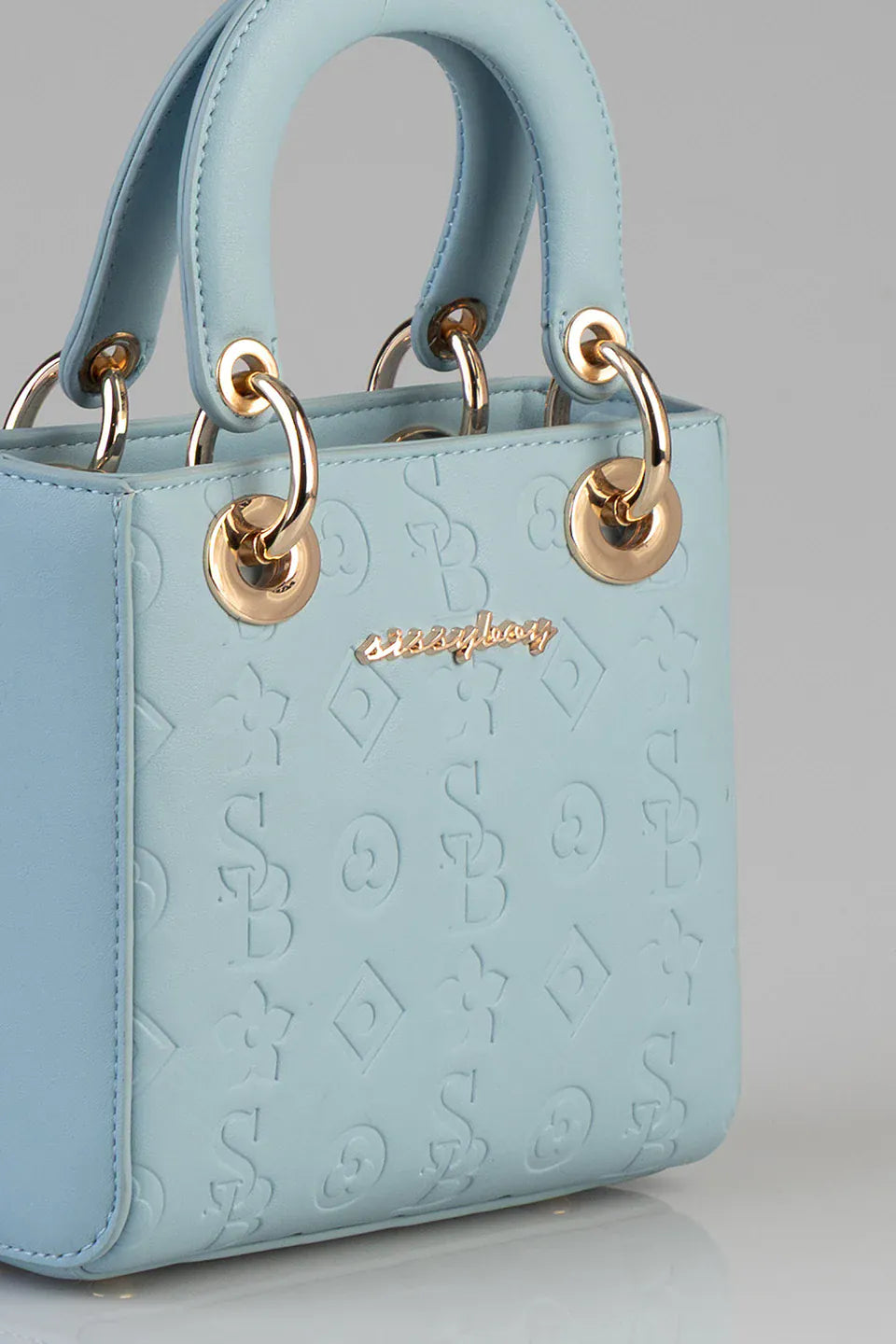 Sissy Boy Handbag Sissy Boy Mini Debossed Love Tote Blue BG657