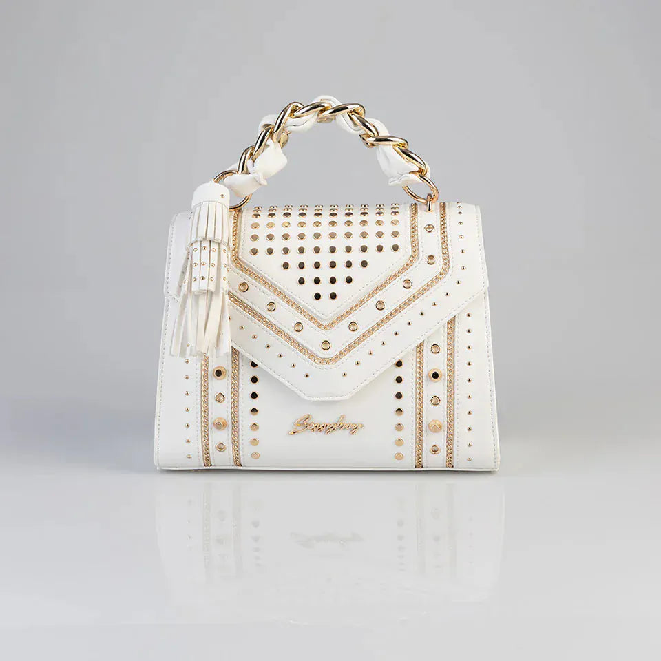 Sissy Boy Ladies Handbags Sissy Boy Janey With Stud And Chain Bag Cream