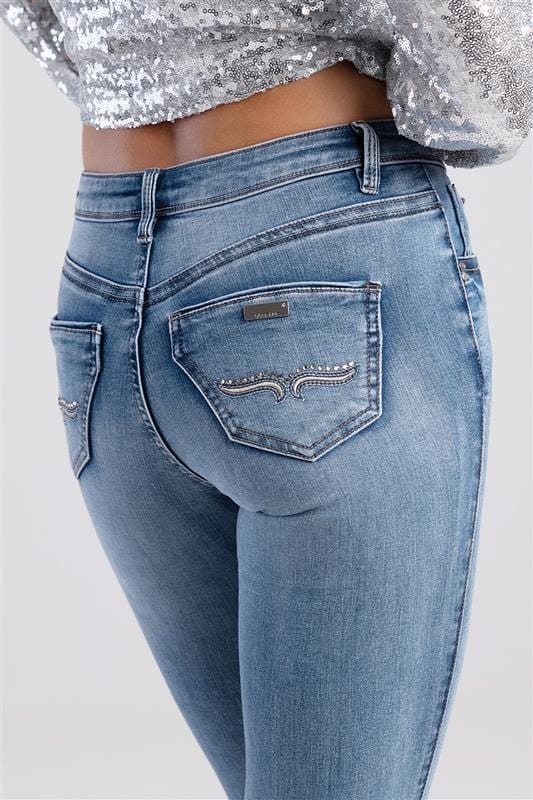 Sissy Boy Ladies Jeans Sissy Boy Mila Rose Mid- Waist Skinny With Back Pocket Embroidery