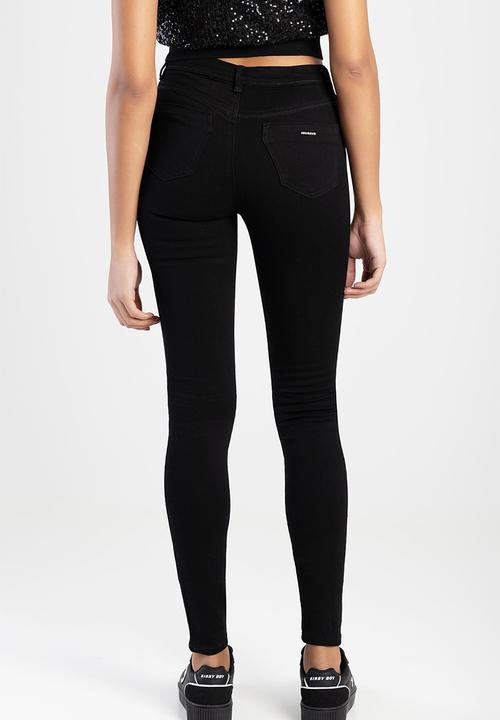 Sissy Boy Ladies Jeans Sissy Boy Sinclair: Mid-Waist Skinny With Rip And Repair With Sequin Black (7783260061785)