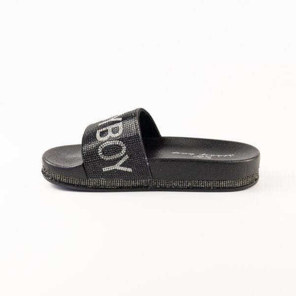 Sissy Boy Ladies Sandals Sissy Boy Branded Bling Slide Black - Sh921