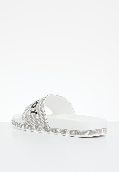 Sissy Boy Ladies Sandals Sissy Boy Branded Bling Slide White